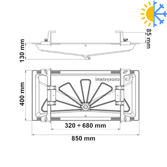 Поддон для конденсата внешнего блока кондиционера 850x400mm без кабеля
