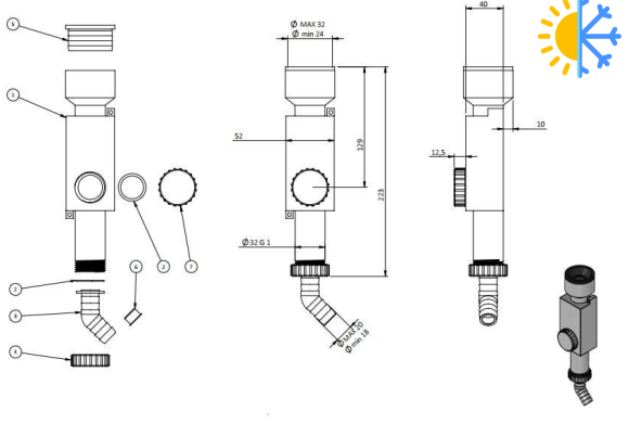Сифон для кондиционера Ghidini DN2